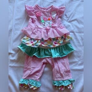 Pink Gingham Bunny Outfit - Size 24M